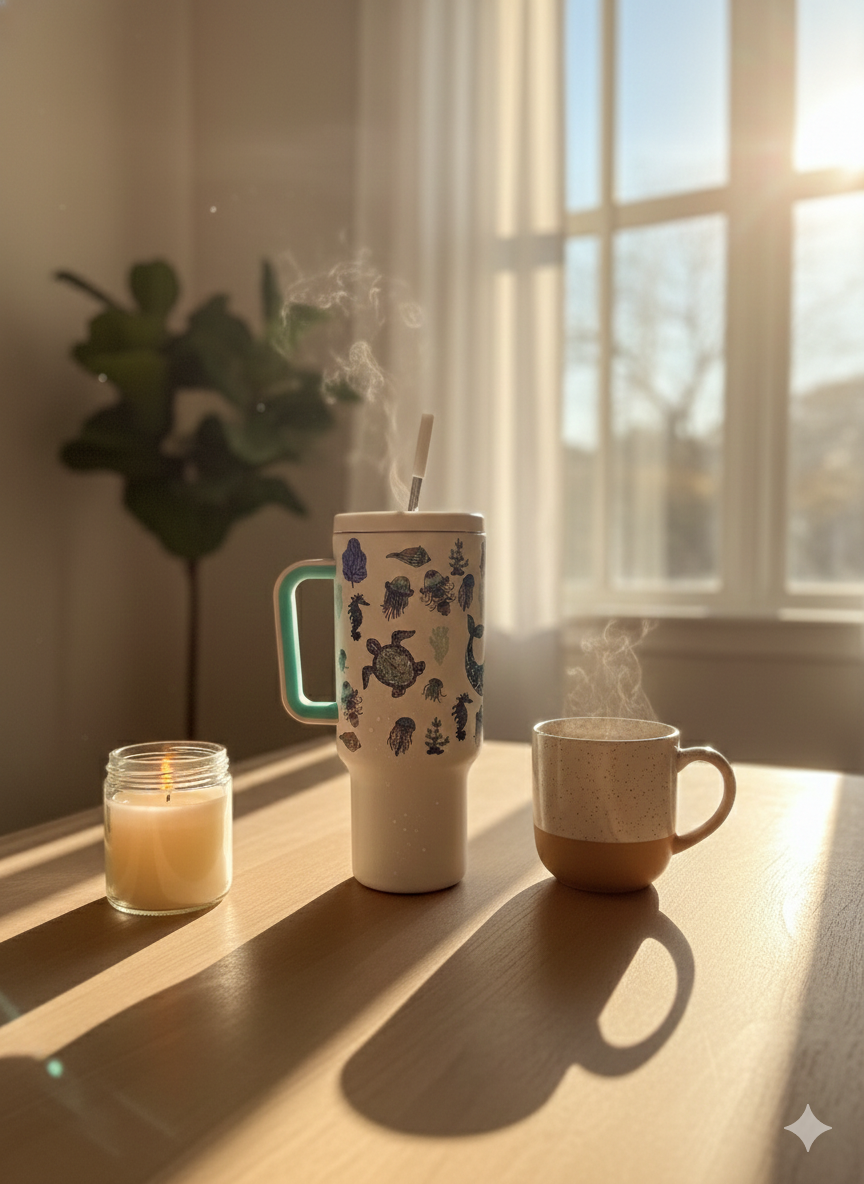 White Ocean – Tumbler 40oz Premium Minimalista