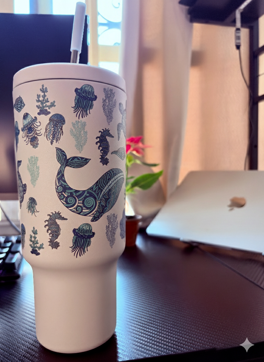 White Ocean – Tumbler 40oz Premium Minimalista