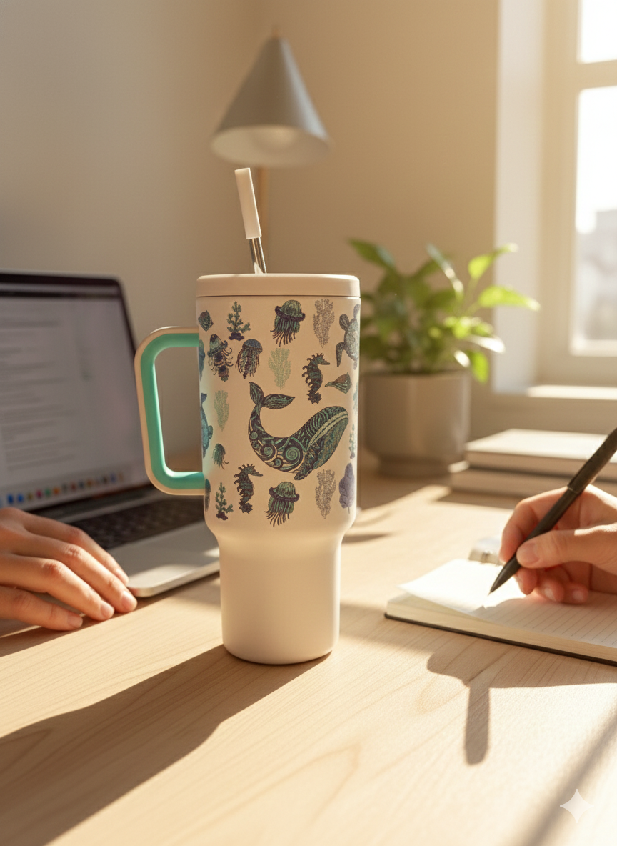 White Ocean – Tumbler 40oz Premium Minimalista