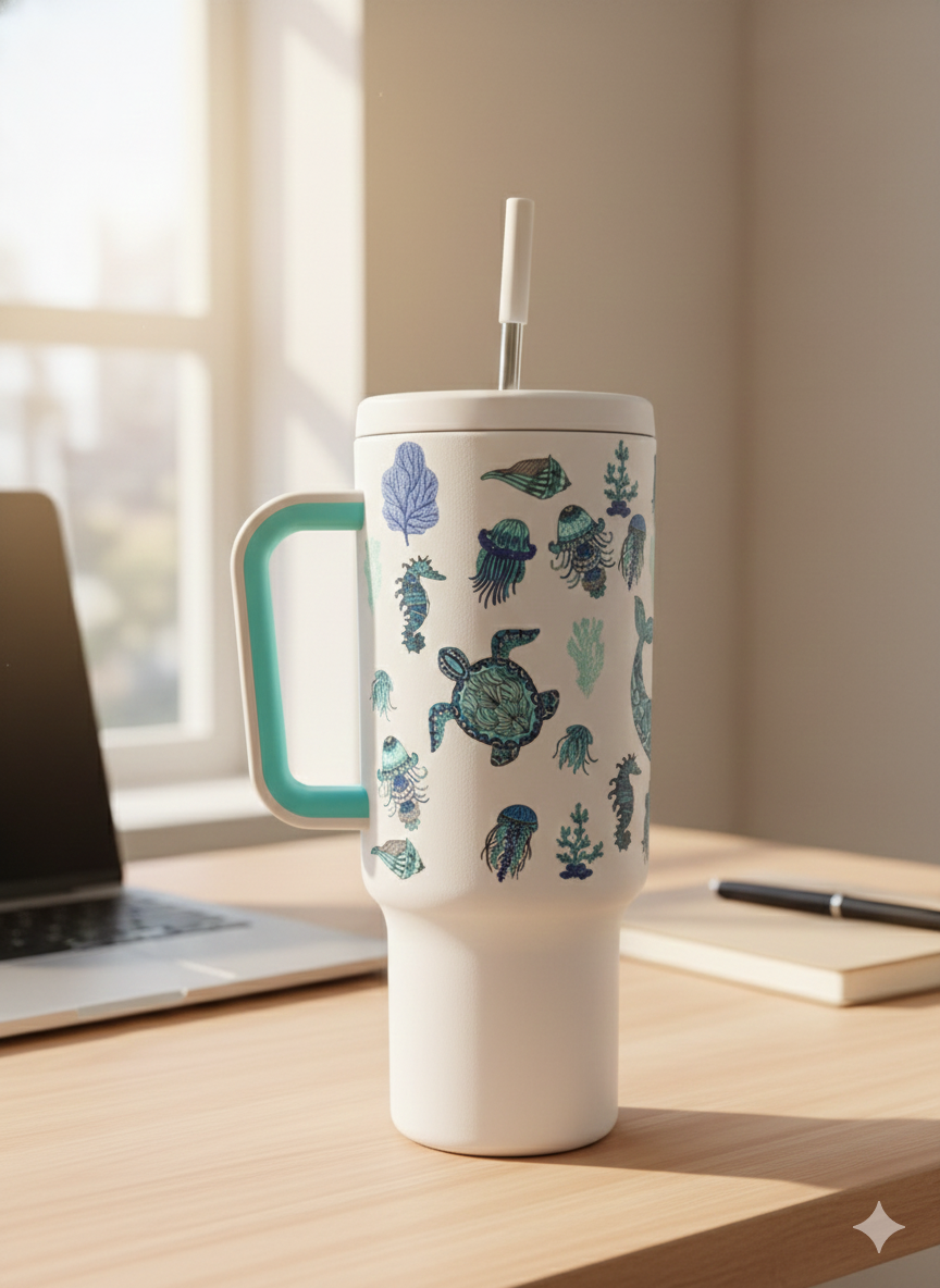 White Ocean – Tumbler 40oz Premium Minimalista